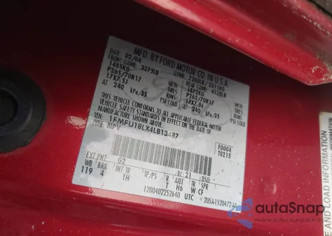 2004 Ford Expedition Eddie Bauer из США, поврежденный, VIN 1FMFU18LX4LB13487